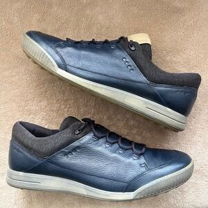 ECCO Men 9-9.5 EU43 Street Retro Hybrid Spikeless Golf Dark Blue Leather Sneaker